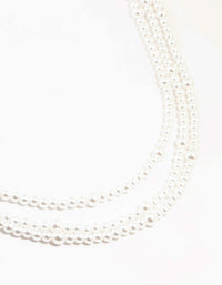 Beaded Alternating Pearl Metal Gold Necklace - link has visual effect only