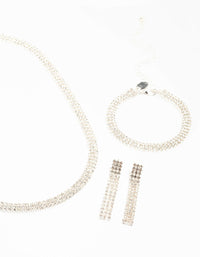 Silver Diamante Cupchain Jewellery Set - link has visual effect only