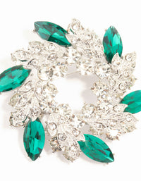 Silver & Green Diamante Wreath Brooch - link has visual effect only