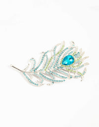 Silver Diamante Peacock Feather Brooch - link has visual effect only