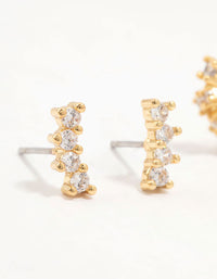 Gold Plated Brass Cubic Zirconia Leaf Hoop & Crawler Earrings 3-Pack - link has visual effect only