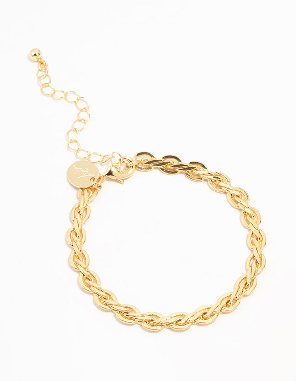 Gold Plated Brass Classic Braided Toggle Bracelet