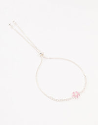 Silver Pink Cubic Zirconia Flower Tennis Bracelet - link has visual effect only