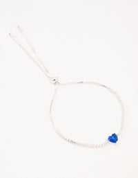 Silver Blue Heart Cubic Zirconia Tennis Bracelet - link has visual effect only