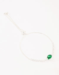 Silver Oval Green Cubic Zirconia Toggle Bracelet - link has visual effect only