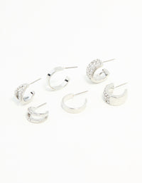 Silver Diamante Hoop Earrings 3-Pack - link has visual effect only