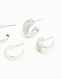 Silver Diamante Hoop Earrings 3-Pack - link has visual effect only