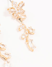 Gold Cubic Zirconia Flower Trail Drop Earrings - link has visual effect only