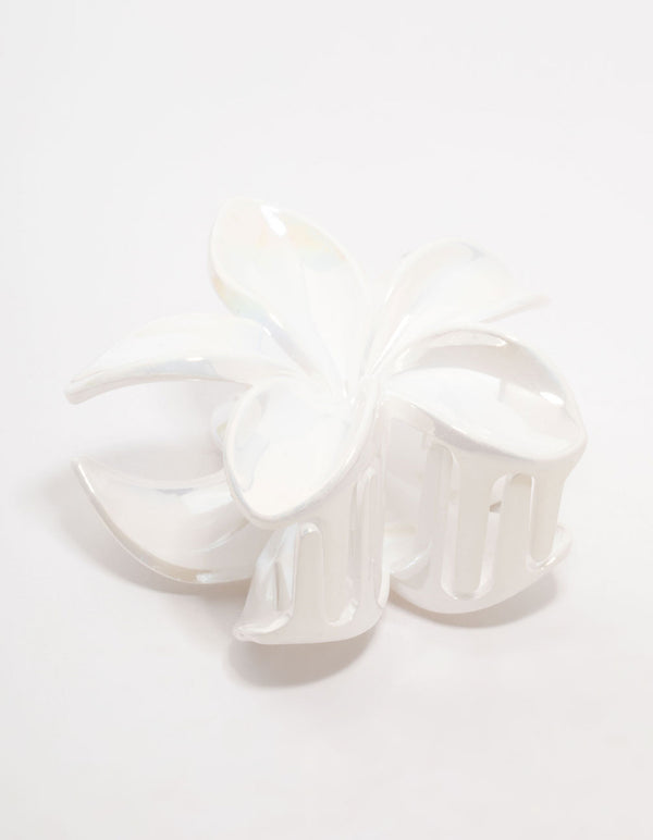 White Frangipani Claw Clip