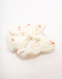 Large White Cherry Fabric Scrunchie - link has visual effect only