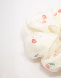 Large White Cherry Fabric Scrunchie - link has visual effect only