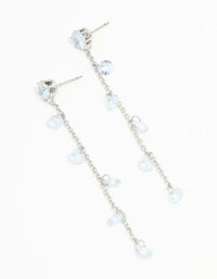 Blue Cubic Zirconia Droplet Drop Rhodium Earrings - link has visual effect only