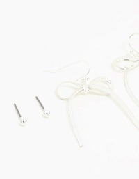 Silver Sleek Ball, Diamante & Bow Earrings 3-Pack - link has visual effect only