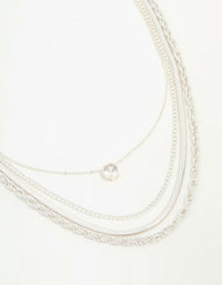 Silver Chain & Diamante Layered Necklace - link has visual effect only