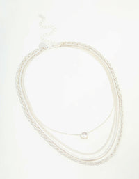 Silver Chain & Diamante Layered Necklace - link has visual effect only