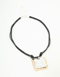 Gold & Silver Textured Pendant Cord Necklace - link has visual effect only