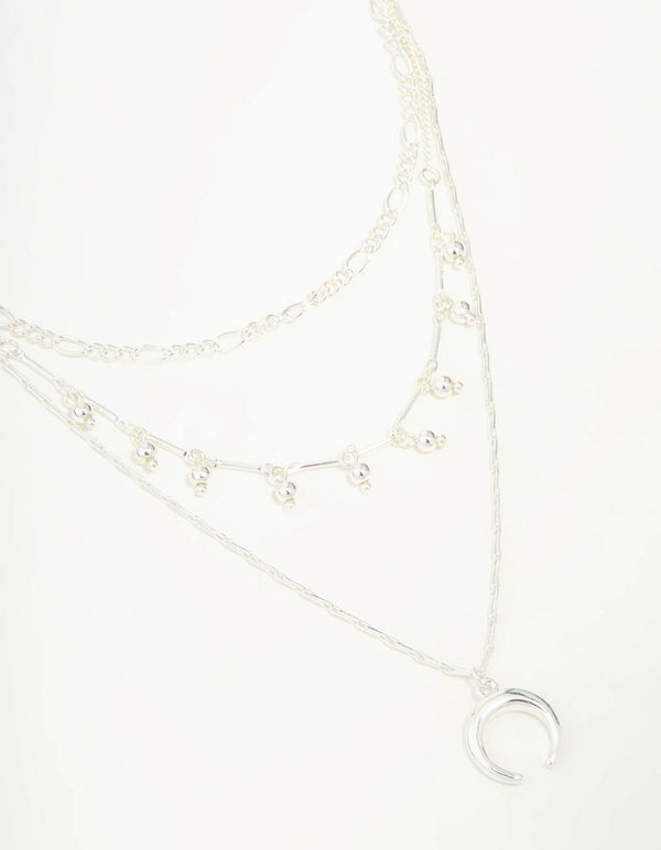 Silver Diamante, Chains & Pendant Layered Necklace