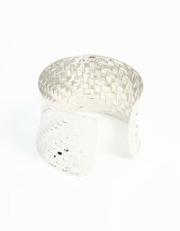 Silver Woven Large Wrist Cuff - link has visual effect only