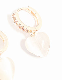 Rose Gold Plated Heart Drop Pave Set Diamante Hoop Earrings - link has visual effect only