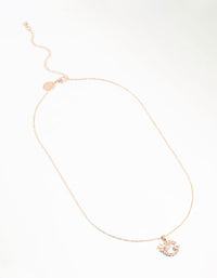 Rose Gold Plated Cubic Zirconia, Butterfly, Wreath & Pearl Necklace - link has visual effect only