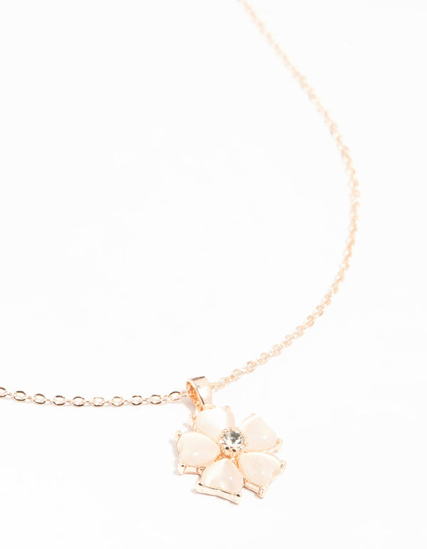 Rose Gold Plated Flower Pendant Necklace