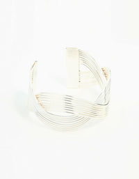 Silver Wave Cross Wire Wrist Cuff - link has visual effect only