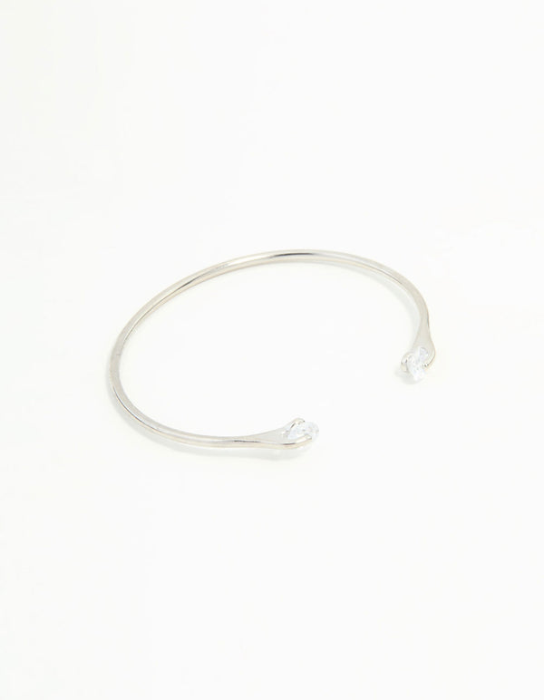 Silver Diamante Claw Narrow Wrist Cuff