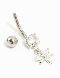Titanium Dragonfly Cubic Zirconia Belly Bar - link has visual effect only