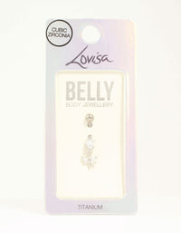 Titanium Dragonfly Cubic Zirconia Belly Bar - link has visual effect only