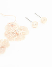 Rose Gold Floral Earrings 3-Pack - link has visual effect only