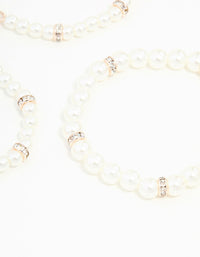 Rose Gold &  Pearl Bracelets Stretch Bracelets 3-Pack - link has visual effect only