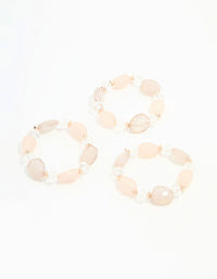 Rose Gold Pink & White Faceted Bead Stretch Bracelets 3-Pack - link has visual effect only