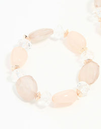 Rose Gold Pink & White Faceted Bead Stretch Bracelets 3-Pack - link has visual effect only