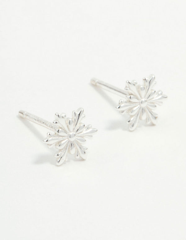 Sterling Silver Snowflake Stud Earrings