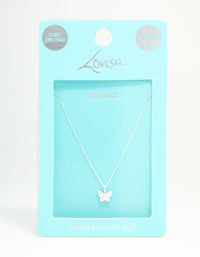 Sterling Silver Cubic Zirconia Mini Butterfly Necklace - link has visual effect only