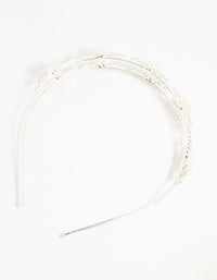 Silver Mini Crystal Flower Double Headband - link has visual effect only