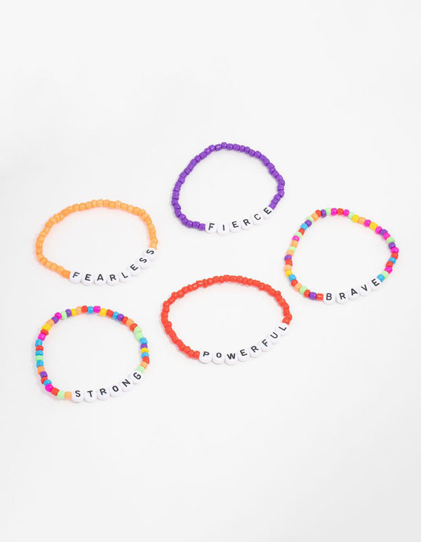 Beaded Word Stretch Bracelets 5-Pack