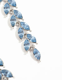 Silver Petal Blue Leaf Diamante Drop Earrings - link has visual effect only