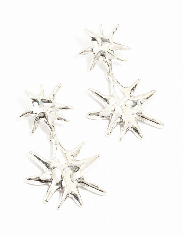 Silver Starburst Drop Earrings