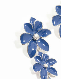 Rhodium Blue Flowers Drop Earrings - link has visual effect only