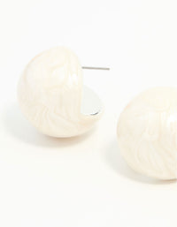 Cream Marbled Pearl Ball Stud Earrings - link has visual effect only