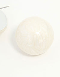 Cream Marbled Pearl Ball Stud Earrings - link has visual effect only