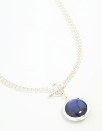 Blue Orbit Pendant Rhodium T & O Necklace - link has visual effect only