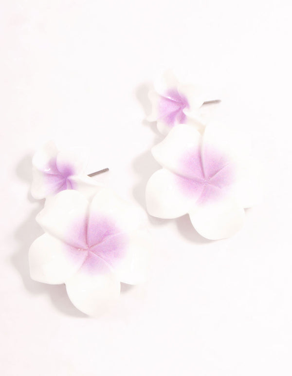 Purple Frangipani Acrylic Drop Earrings