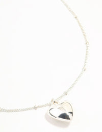 Silver Puffy Heart Ball Chain Necklace - link has visual effect only