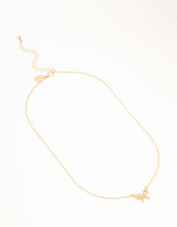 Gold Dainty Diamante Bow Necklace - link has visual effect only