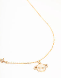 Gold Enamel Planet Drop Necklace - link has visual effect only