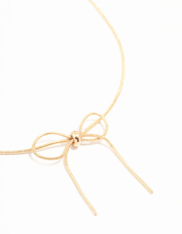 Gold Snake Bow Necklace