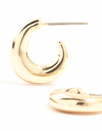 Gold Warped Chunky Huggie Earrings - link has visual effect only