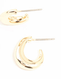 Gold Warped Chunky Huggie Earrings - link has visual effect only